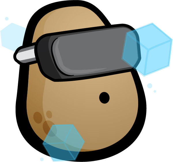 Potato Spuddy with virtual reality goggles